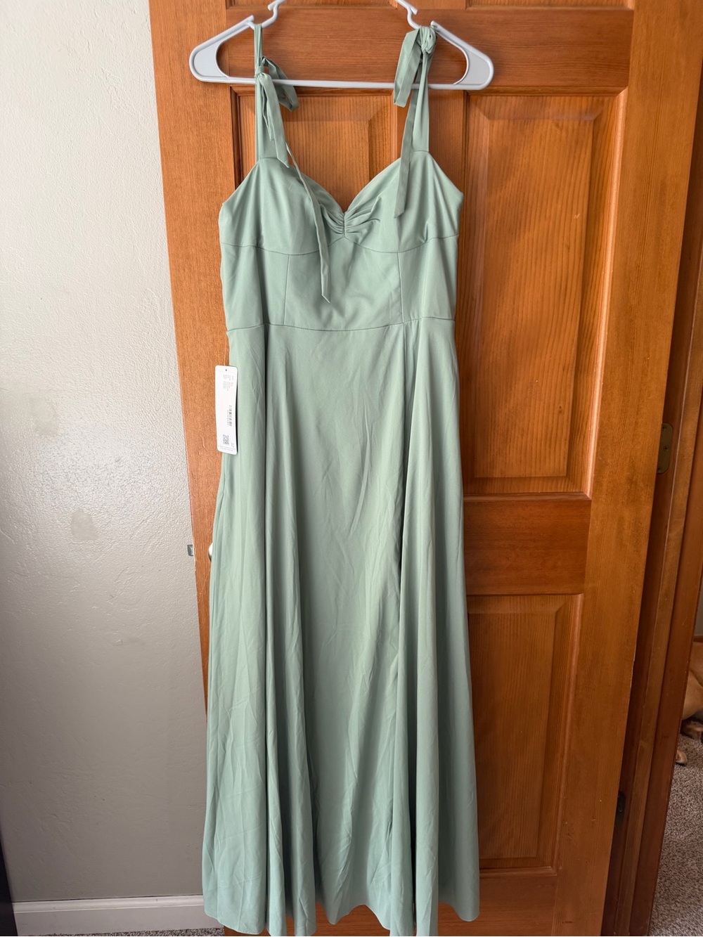 Azazie Sage Green Tie-Shoulder Maxi Dress
